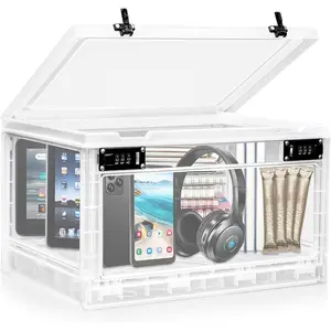 Large Lock Box for Personal Items, 24 Litre Combination Lockable Storage Box for Office Locker/School//Snacks/Phone Jail//