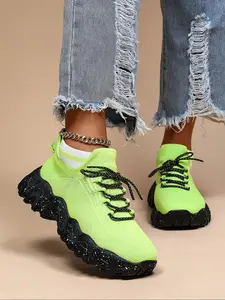 Women's Fashionable Lace Up Low Top Sneakers, Casual Comfortable Breathable Sports Running Shoes, All-match Basic Shoes for Daily Wear