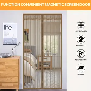 Magnetic Door Shield, Magnetic Enhanced Mesh Door Curtain, Easy To Install, Pet & Baby Friendly Door Curtain