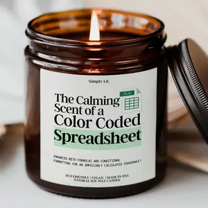 The Calming Scent Of A Color Coded Spreadsheet Candle Funny Accountant Gift, for Excel Lover Data Analyst CPA Candle for Office Humor