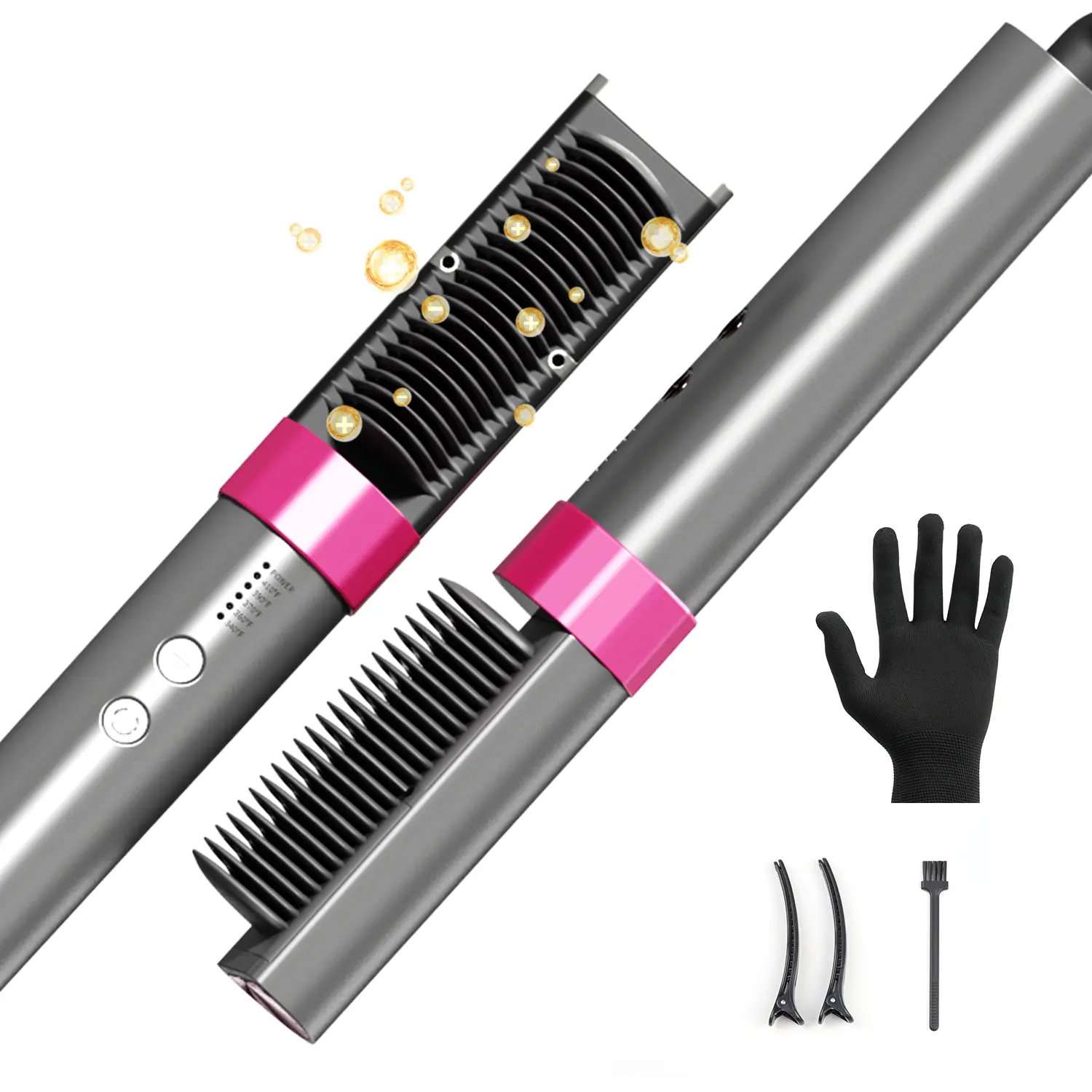 KSKIN Plasma Hair Straightener Brush,Ceramic Straightening Brush for Women,Heated Hair Straightener Comb with Dual Voltage,Anti-Scald,30s Fast Heating