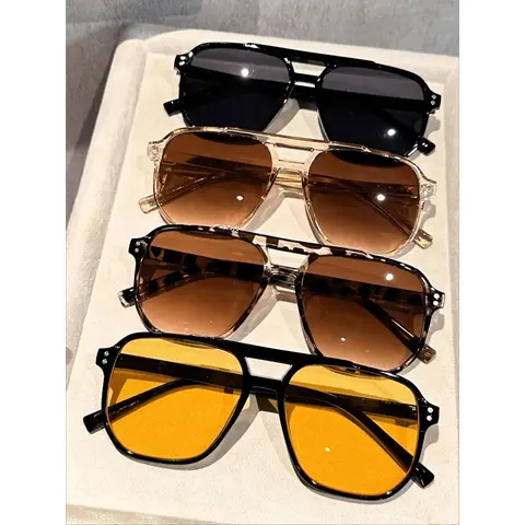 Unisex Retro Classic Aviator Sunglasses - Durable Solid PC Polycarbonate Plastic Frame, UV400 UV Protection, Assorted Multicolor Options, Sunglasses for Women, for Driving, Everyday Use