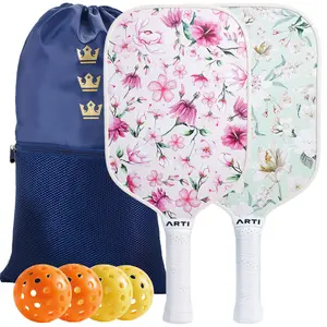 ARTI Blossom Series Pickleball Paddle Set - 2 Floral Paddles, 4 Balls, Carry Bag - Lightweight, Powerful, Optimized for Spin & Control - Top-of-the-Line Design