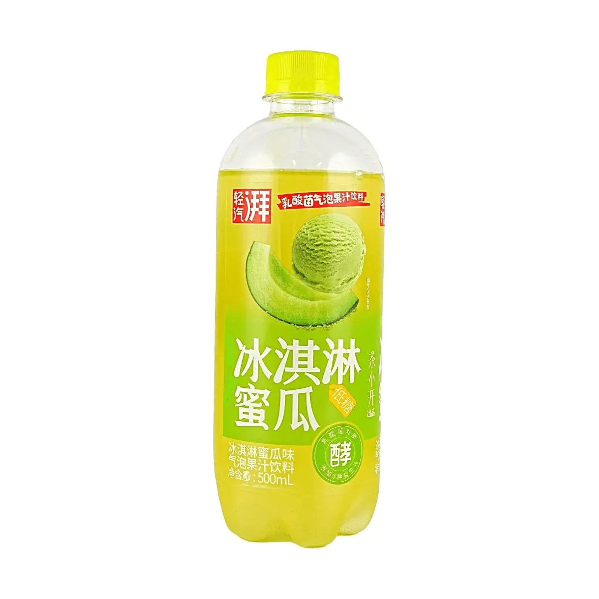 CHAXIAOKAI Ice Cream Melon Sparkling Juice Drink 500ml - Low Sugar, Refreshing Probiotic Soda