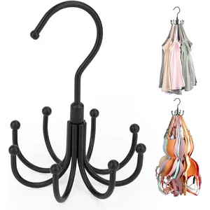 Tank Top Hanger, 2 Pack Rotatable Bra Organzier for Closet, Max 48 Storage Capacity  Bra Holder, Metal Space Saving Closet Organizers and Storage, Black