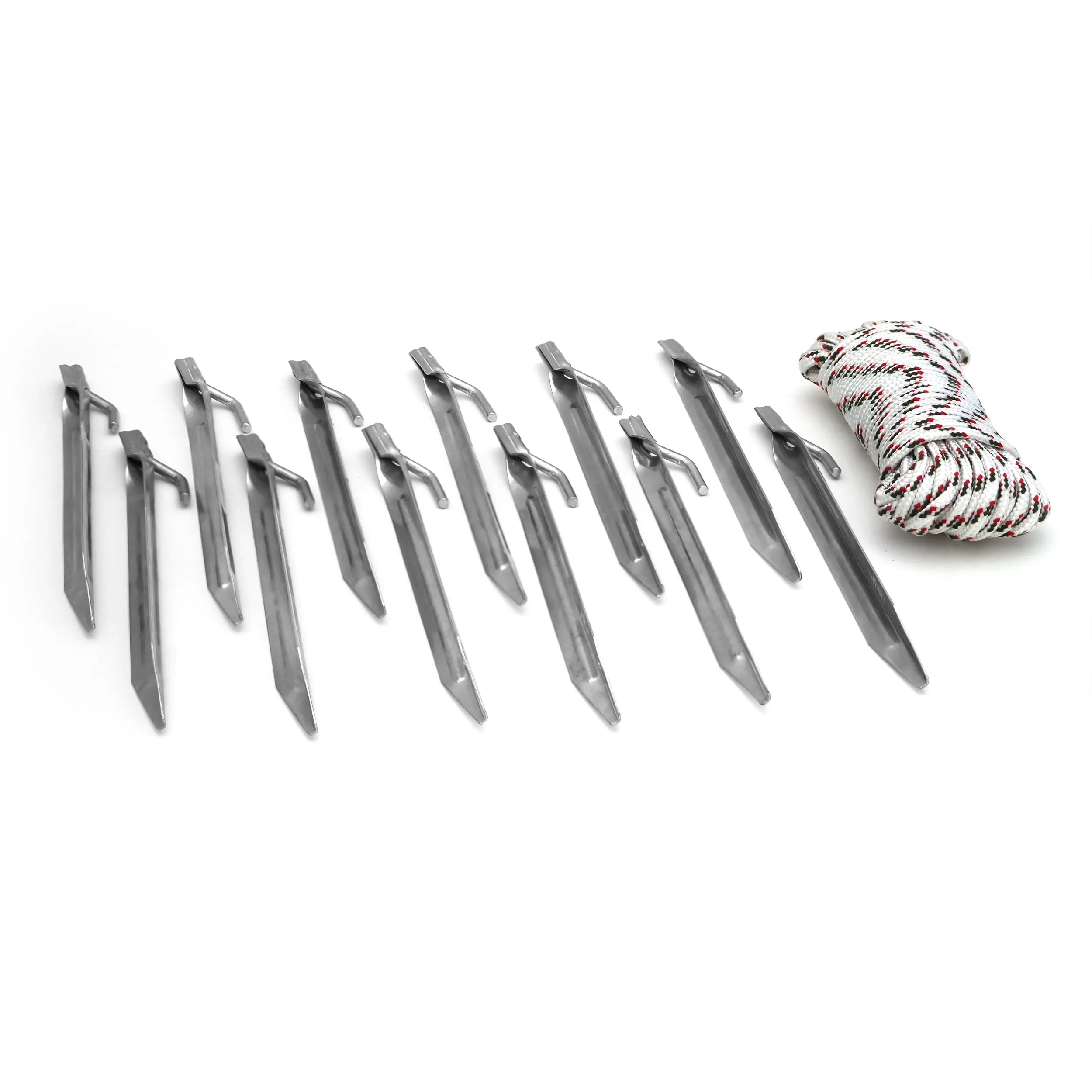 Coghlan's Heavy-Duty 9-Inch Steel Camping Tent Stakes, 12-Pack, Rust-Resistant Combo with 50' Utility Cord for Tents & Tarps