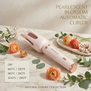Automatic Hair Curler, Professional Auto Rotating Curling Wand with 3 Temp Settings, Tourmaline Ceramic Barrel for Long-Lasting Curls, Anti-Tangle & Anti-Scald Design, Portable Hair Styling Tool (Pink)