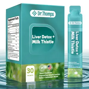 Dr.Thomps Liver Detox & Cleanse Liquid Sticks Milk Thistle Turmeric Dandelion Ashwagandha Natural Liver Support Antioxidant Daily Wellness 30 Packets Edible Supplement