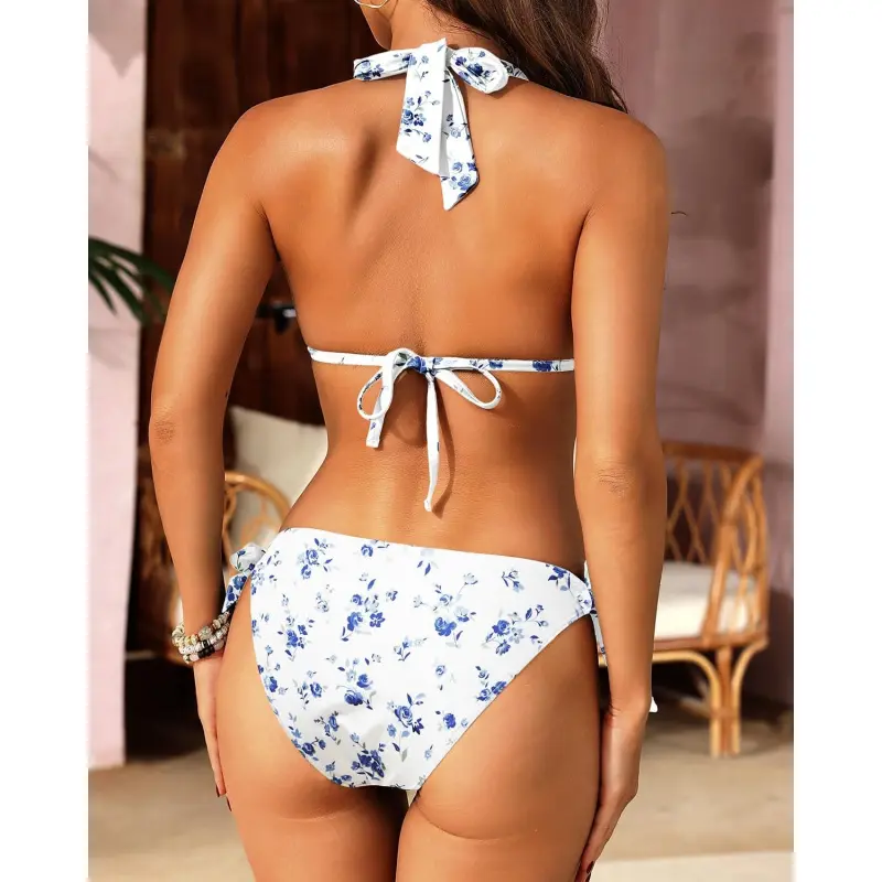 Women Halter Bikini Set - Two Piece Triangle Swimsuit Tie Bathing Suit 2025 Cute Swimwear Women Halter Bikini Set - Two Piece Triangle Swimsuit Tie Bathing Suit 2025 Cute Swimwear