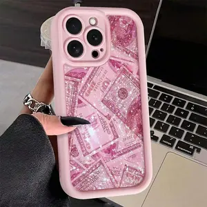 Glitter Money Pattern Phone Case, Shockproof Phone Protective Cover, Phone Accessory Compatible with iPhone 17 pro max  and iPhone Series