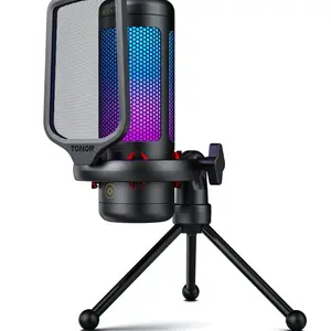 TONOR TC310 USB Streaming Gaming Microphone for PC, PS4/PS5, RGB Lighting, Easy Sound Control, One-tape Mute, Mic with Mount Adapter