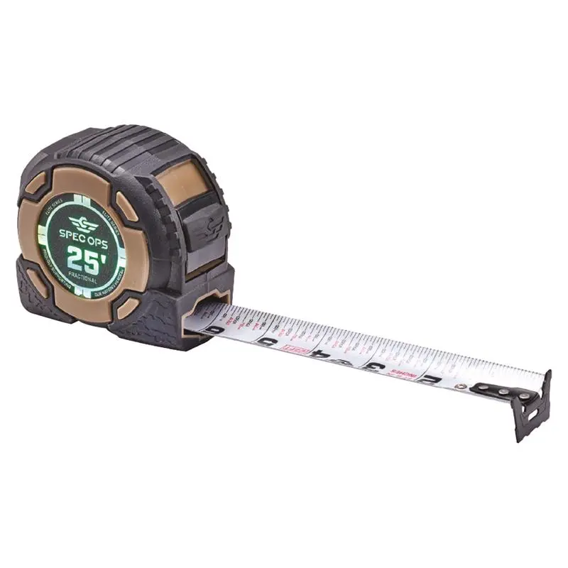 212 MAIN Heavy Duty Premium Tape Measure, 25 ft x 3.3 in Industrial Use Spec Ops Hand Measuring Tool, Black