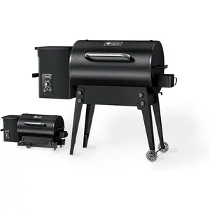KingChii Portable Electric Wood Pellet Grill & Smoker with Foldable Legs, 456 SQ.IN Grill Capacity, 18LB Hopper, with PID Temperature Control (180-425°F) for Backyard Camping Bake and Roast