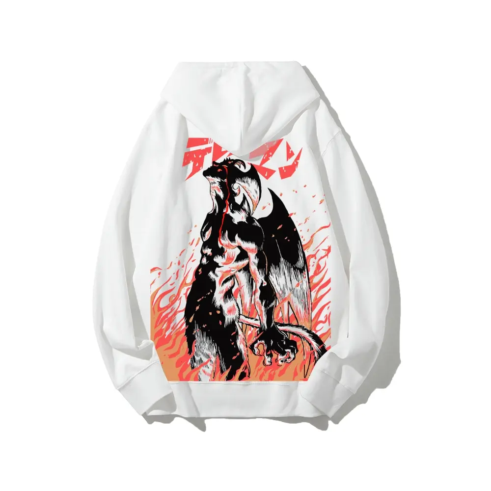 Devilman Crybaby Unisex Cotton Hoodie - 100% Eco-friendly Fabric, Heavyweight Pullover, Long Sleeve, Round Neck, Streetwear Tops, Sweatshirts, Casual Daily Fan Essential Vintage Gift with Hot Stamping