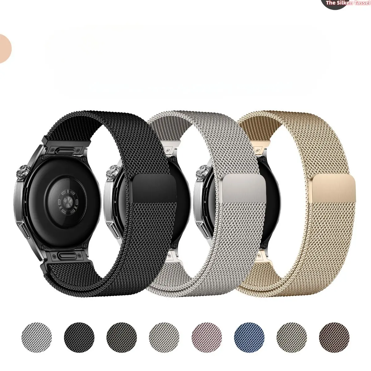 Upgraded Press Buckle Milanese Mesh Watch Band, Comfortable Breathable Metal Wrist Strap 18mm/20mm/22mm For Daily Business Wear Compatible with Huawei GT Series Smart Watch (No Watch) stylish tiktokshopbacktoschool