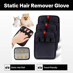 3-pack static hair removal gloves, pet hair roller that can be rolled into a strip, suitable for removing cat and dog hair from furniture, cars, sofas, carpets, and clothing.
