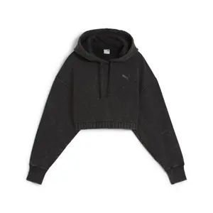 PUMA Womens Dare To Midnight Motion Washed Cropped Hoodie Casual Outerwear Casual - Black