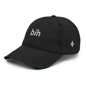 bih Distressed Dad Hat Puff Embroidery | Ljiljan