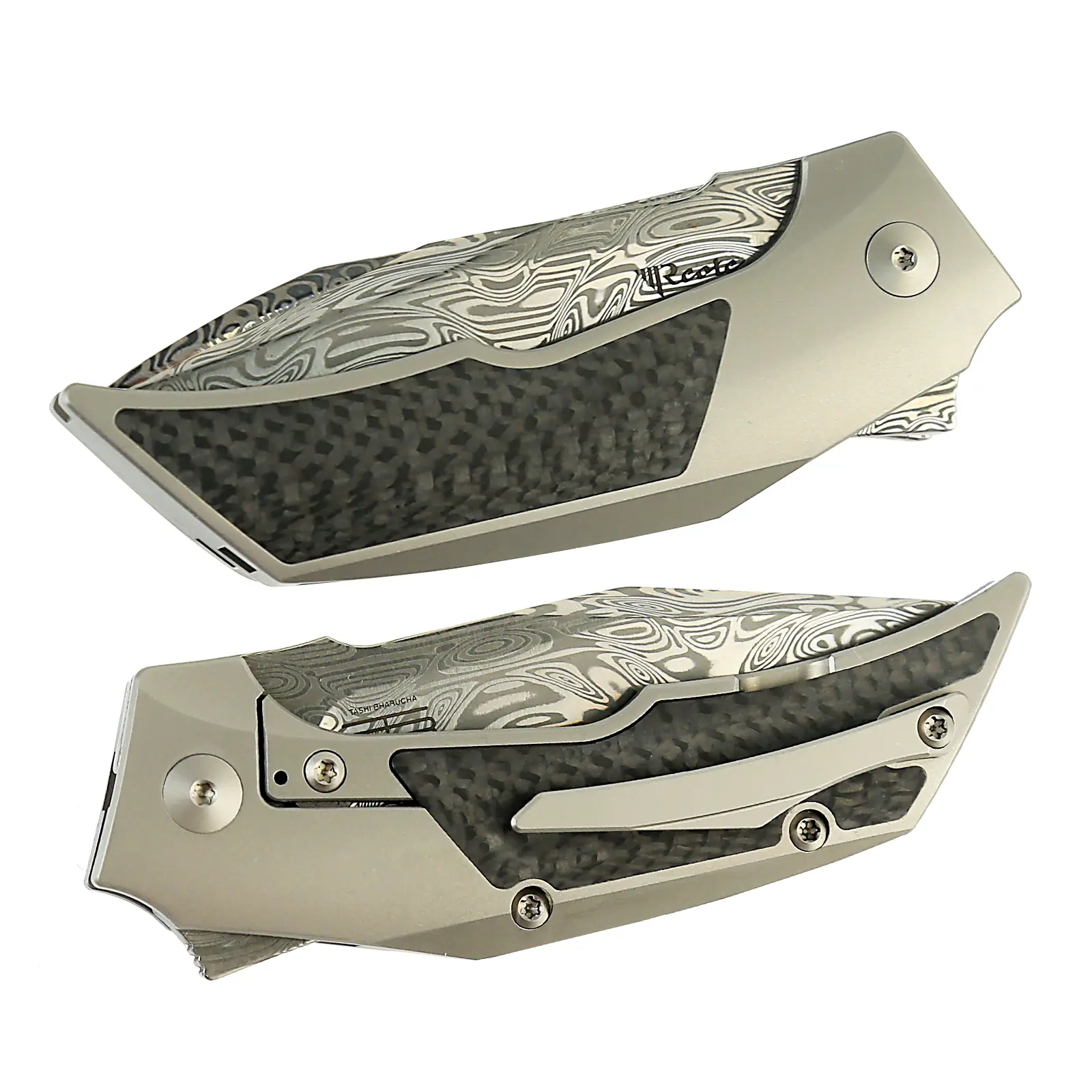 REATE T3000 Folding Tools For Everyday Carry（EDC) - Damasteel & Titanium Handle
