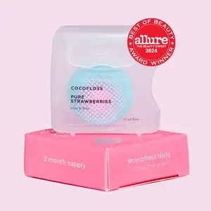 COCOLAB Wild Strawberry Dental Floss - Award-Winning, 500+ Woven Waxed Fibers, Coated in Coconut Oil for Freshness & Plaque Removal - 33 Yd, 2-Month Supply Oral Hygiene Kit Vegan