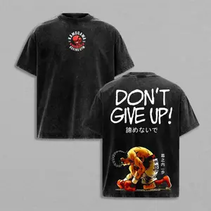 Kamogawa Boxing Gym “Don’t Give Up” Vintage Washed Oversize Heavyweight Cotton Graphic T-Shirt Tee Hajime no Ippo Anime Back Print Edition