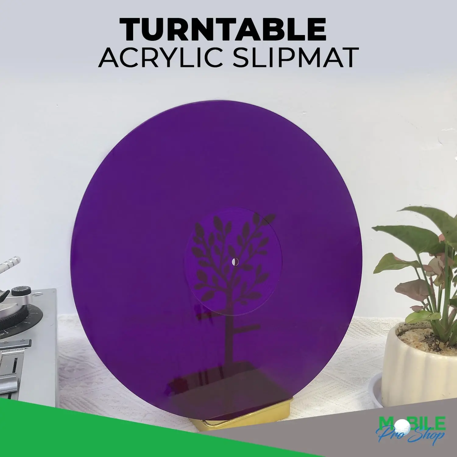 Mobile Pro Shop Acrylic Vinyl Slipmat for 12” LP - Anti-Static, Bass-Boosting, Noise-Reducing Record Accessory, Purple, for Guitar Learners, Accessories