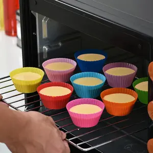 6pcs Random Color Silicone Cupcake Baking Mold, Non-stick Cupcake Pan, Practical Kitchen Baking Cake Cup for Home Use