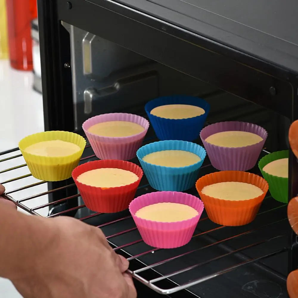 6pcs Random Color Silicone Cupcake Baking Mold, Non-stick Cupcake Pan, Practical Kitchen Baking Cake Cup for Home Use