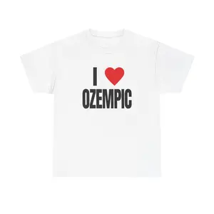 I Love Ozempic Shirt, Unisex Heavyweight Urban Tee, Trendy I Heart Ozempic T-Shirt, Funny Casual Y2k Weight Loss Top