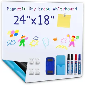 Whiteboard Adhesive Contact Paper, 24x18" in  Whiteboard Roll, Dry Erase Board for Wall. Ideal for Schools, Offices, and Homes. Includes Markers and Dry-Erase Board.
