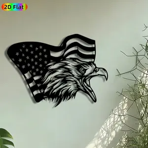 1pc Patriotic Eagle & American Flag Metal Wall Art, Bald Eagle Statue Mural, Intricate Craftsmanship, Perfect for Independence Day, Veterans Day Decor, Perfect for Living Room Patio Wall Office Decor, Ideal Gift for Patriotic Decor Enthusiasts.