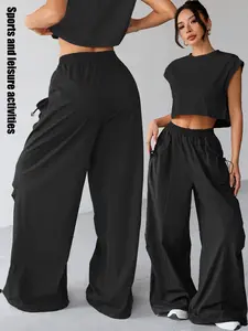 Women's Elastic Casual Loose Sports Workwear Pants, Perfect for Gym Exercise Outdoor Hiking Dance Daily Commute Wear, Casual Lounge Pants