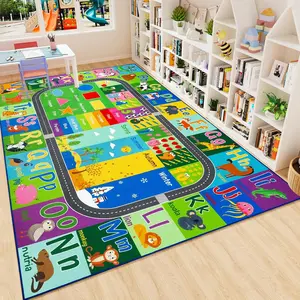 Kids Rug for Playroom Classroom, ABC Alphabet Numbers Play Toddlers Rugs, 3x5 Learning Educational Bedroom Floor Mat, Washable Baby Carpet for  Nursery, Preschool, Daycare,Multi Color, Pink, Green, 3x5,4x6,6x9,7x10,9x12 Feet