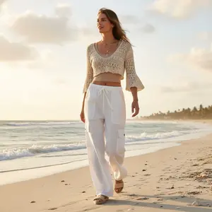 Luxury Solid Color Boho Harem Pants | Peruvian Pima Cotton Resort & Beach Pants for Women