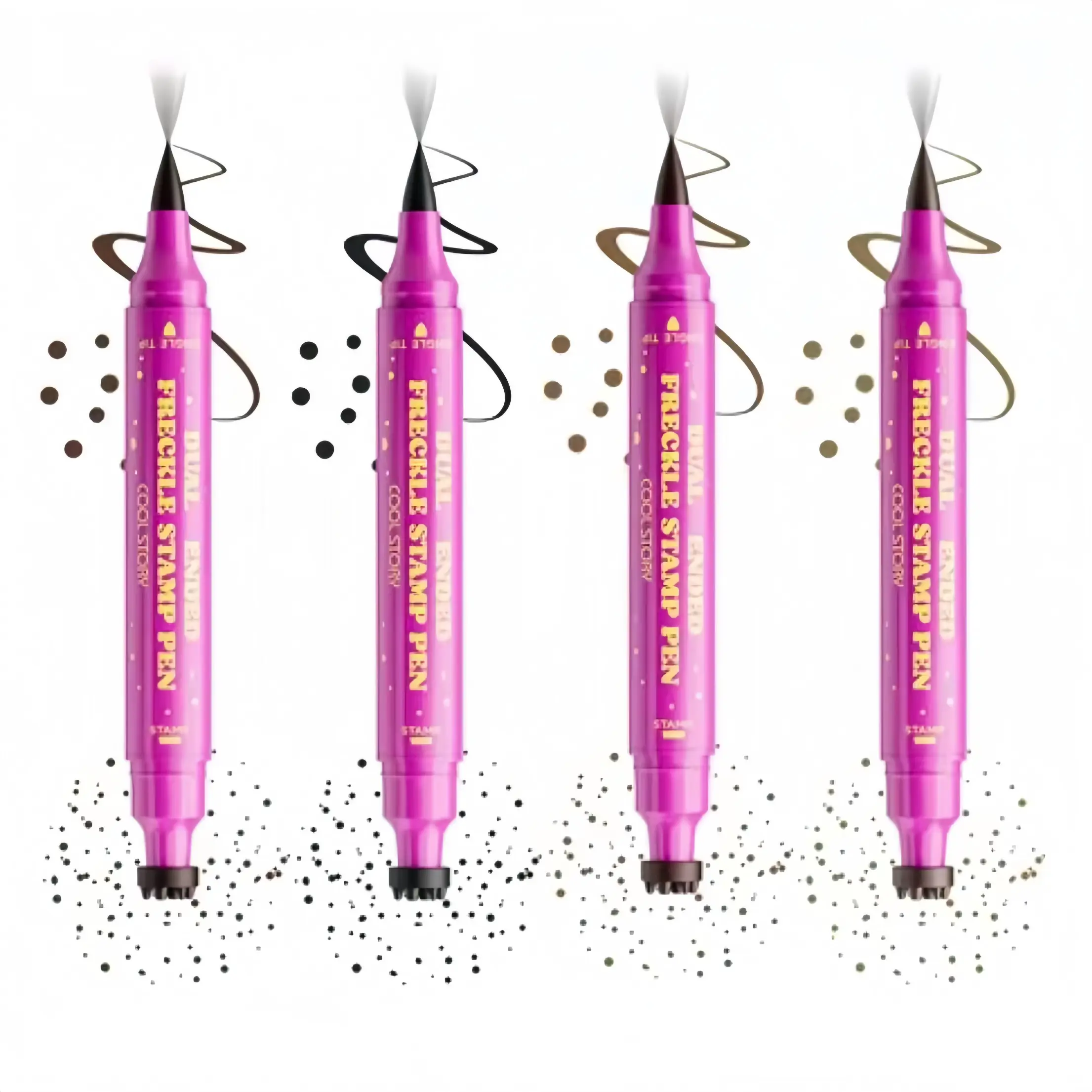 Dual Ended Freckle Makeup Pen, 3-in-1 NaturalFreckle Dotting Tool, Waterproof Smudge ProofLong Lasting Freckle Marker, 4 Shades BrownFreckle Ink Pen for Natural Sun-kissed FrecklesCosmetic Stamp Eyeliner Duo Dual-Head