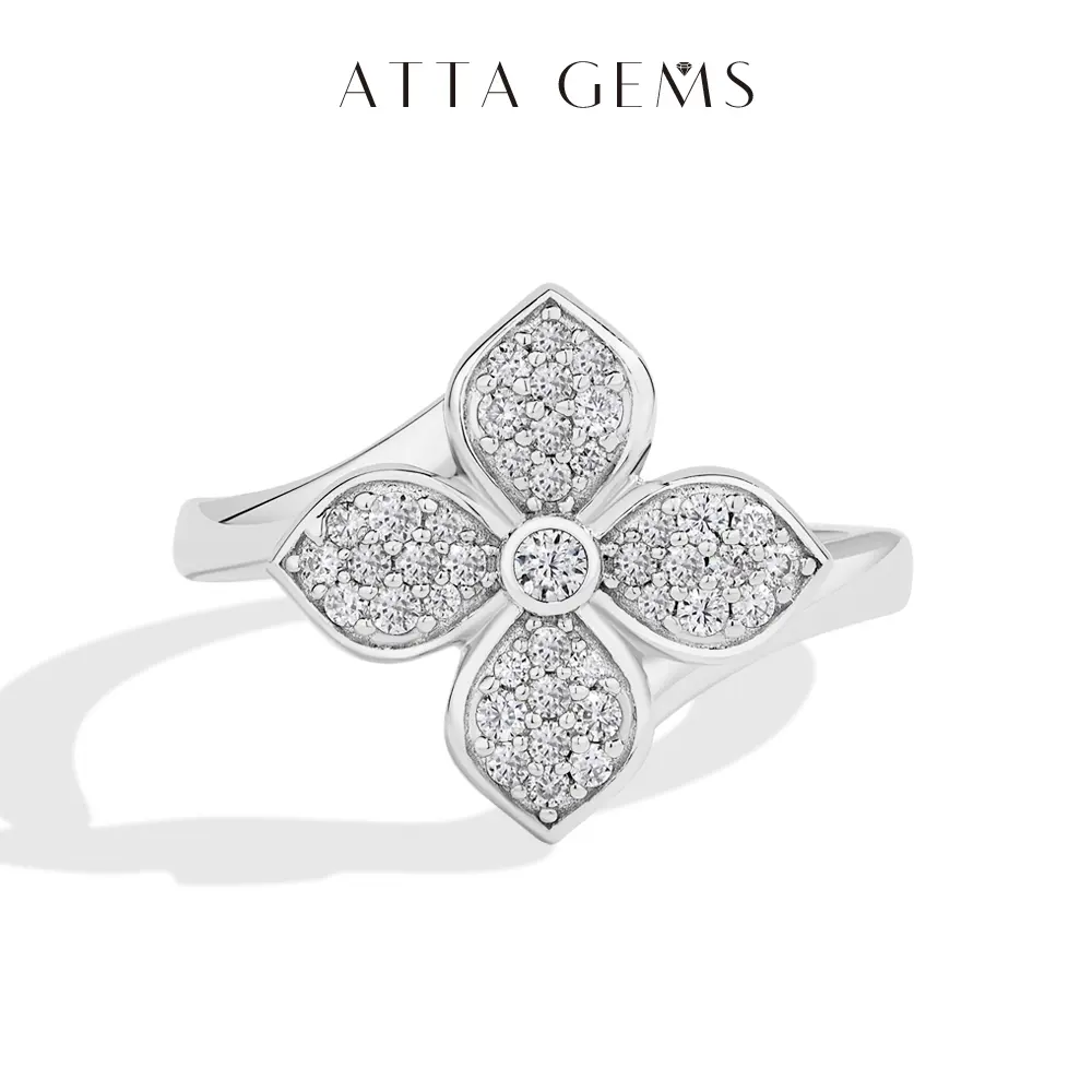 ATTAGEMS D VVS1 Color Luxury 925 Sterling Silver Synthetic Moissanite Ring for Women Engagement Wedding Party Fine Jewelry Luxury Holiday Gift R280, Engagement Wedding Rings