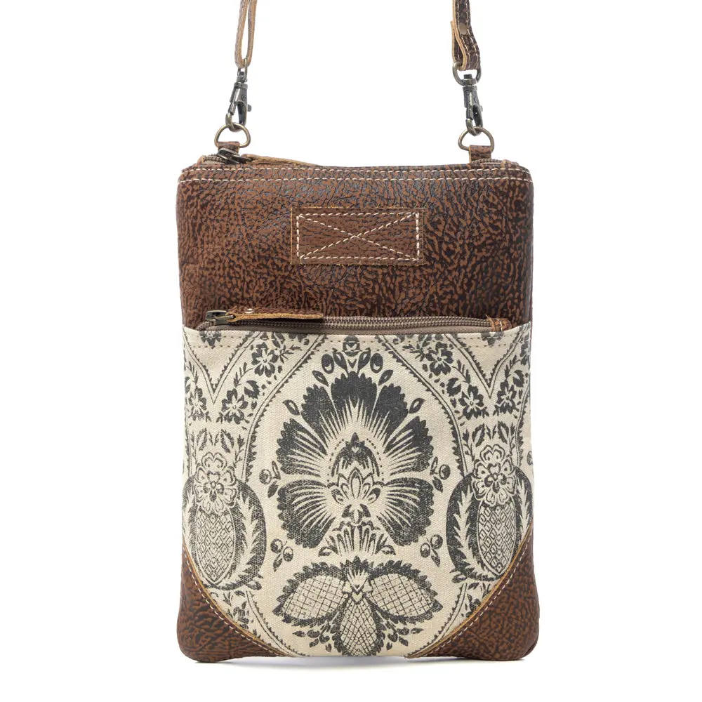 Small Western Crossbody Bag for Women, Floral Upcycled Canvas and Genuine Leather with Adjustable Strap for Daily Use and Rodeo, Crossbody Handbags, Fashionable Daily Crossbody