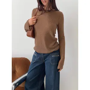Tuppence Textured Long Sleeve Top Brown