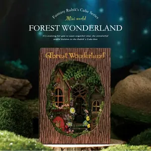 Fantasy Magic Cube Series DIY Miniature Dollhouse Cabin, 1 Box Wooden Playhouse Handmade 3D Puzzle Model Toy and Creative Home Bedroom Decoration