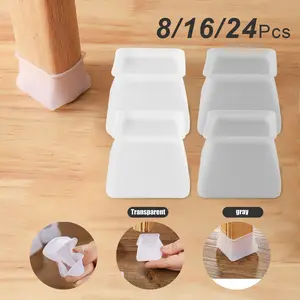8/16/24PCS Silicone Chair Leg Floor Protectors, Stool Leg Protectors Cap, Non-Slip Chair Leg Caps for Hardwood Floors