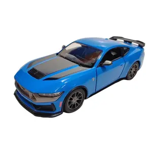 KINSMART 1/38 2024 Ford Mustang Dark Horse Die-Cast Model Car Blue Detailed Scale 5x2x1.5 Inches Officially Licensed Pull-Back Action Collectible