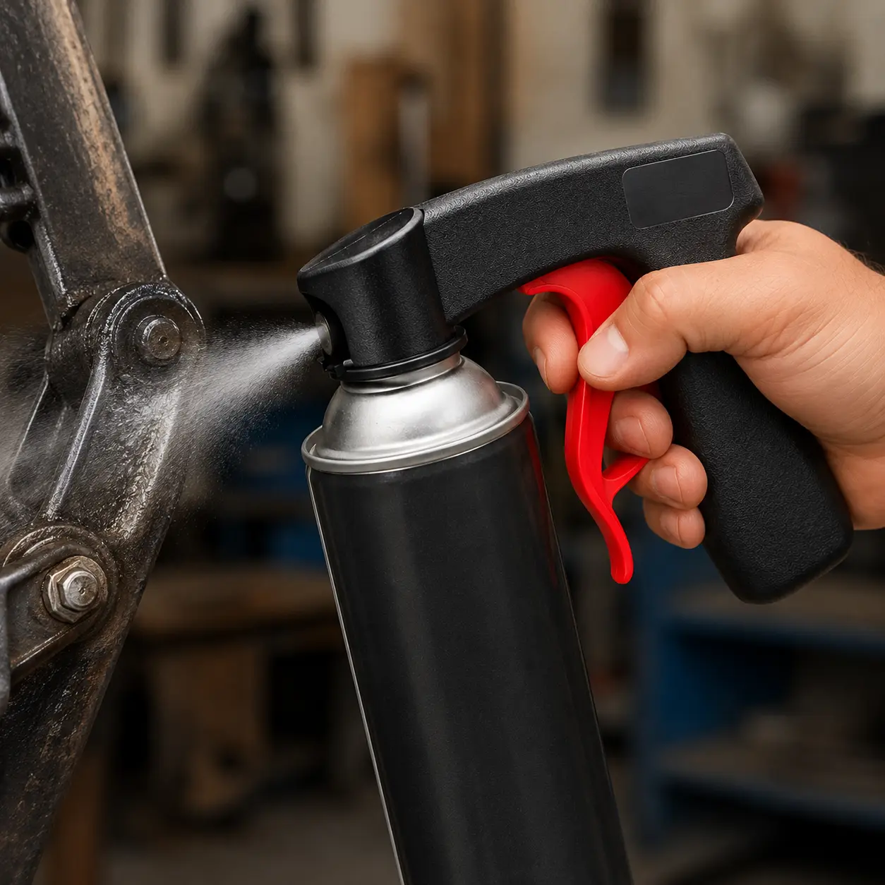 Clip-On Portable Spray Gun Handle, Heavy-Duty Spray Can Trigger Handle for Aerosol Cans, Labor-Saving Self-Priming Paint Handle with Hanging Loop, Steady Spraying for Professional Even Coating All Surface
