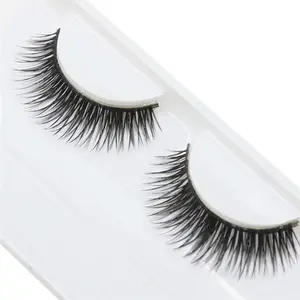 Self-Adhesive False Eyelashes Black 2 Pair Reusable Natural Long Thick 3D Fluffy Waterproof Cruelty-Free Makeup