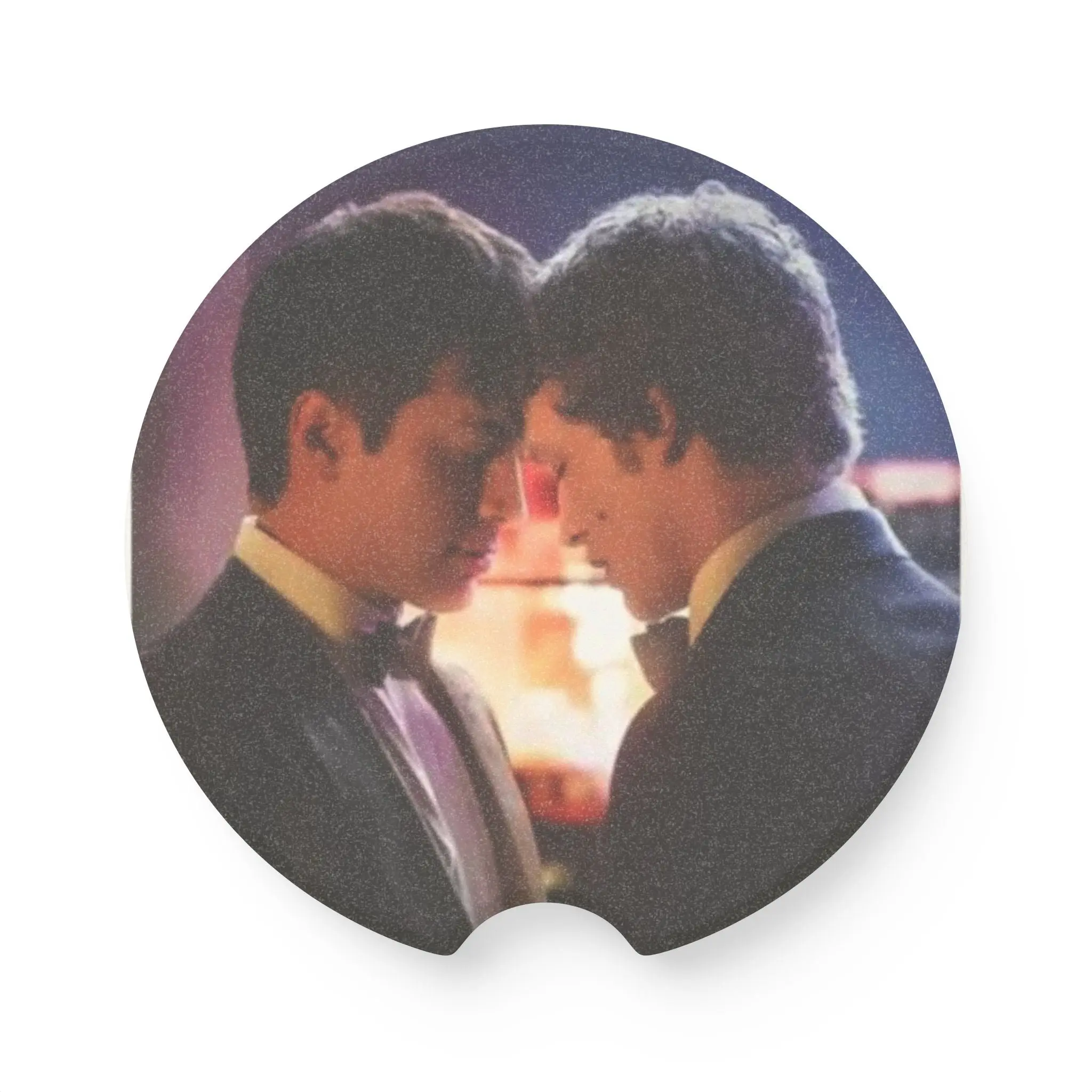 Heated Rivalry Car Coaster — Romantic Couple Photo Design, Heat-Resistant Cup Holder Protector