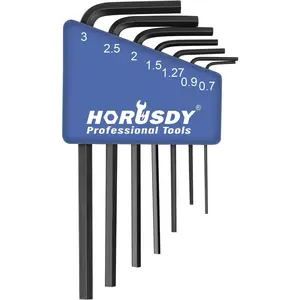 SEDY 7-Piece Mini Hex Key Metric Set, L Shape Allen Wrench, 0.7mm, 0.9mm, 1.27mm, 1.5mm, 2mm, 2.5mm, 3mm, Cr-V