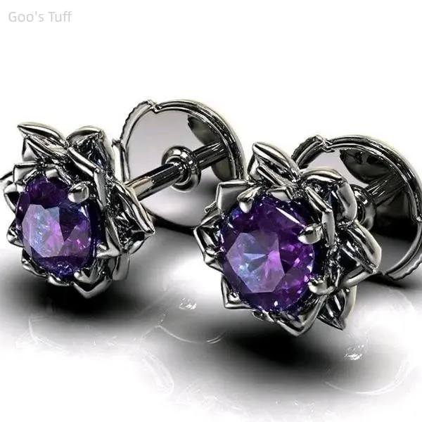 Elegant Stud Earrings for Women, Metal Embellished with Rainbow Cubic Zirconia, Casual Trendy Gemstone Jewelry for Party, Evening & Daily Wear