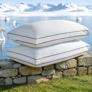 White Goose Down Pillow - Cooling Hotel Luxury Pillow with Dual Goose Down & Memory Foam Fill, Adjustable Loft, Anti-Allergic, Anti-Dust Mite, Breathable, Ergonomic Neck Pain Relief for Side/Back Sleepers