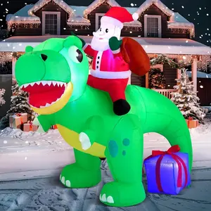 6 FT Long Christmas Inflatable Dinosaur Outdoor Decoration, Inflatable Santa Riding Dinosaur with Build-in LEDs, Christmas Blow Up Yard Decoration for Xmas Party Garden Lawn Winter DécorXXUNIVERSE GOODS10