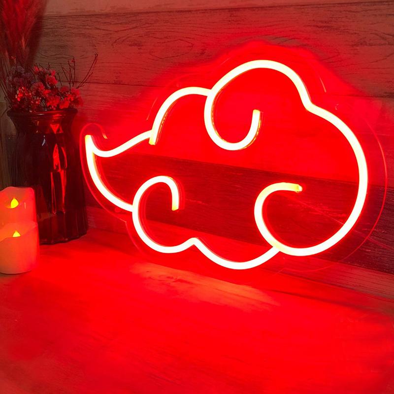 Cloud Anime Neon Sign, LED Neon Light, Game Neon Sign, Easy to Hang and Adjustable Brightness Wall Sign for Bedroom Game Room Party New Year's Gift Holiday Birthday Gift Multi-Speed Adjustable Smart Device (13.7x8.7in)