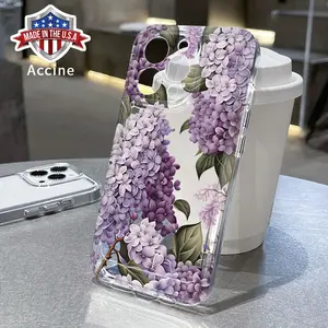 Lilac Floral Symphony TPU Pattern Phone Case for iPhone 15 16 14 Pro Max 13 12 11 XR XS E Plus Non-Yellowing Drop Protection Transparent Silicone Cover Cellphone Protective